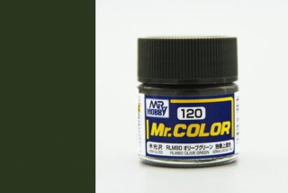 Barva akrylová Gunze č.120 : Pololesklá RLM80 olivově zelená (Mr.Color RLM80 Olive Green C120) 10 ml