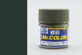 Barva akrylová Gunze č.123 : Pololesklá RLM83 tmavě zelená (Mr.Color RLM83 Dark Green C123) 10 ml