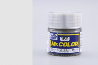 Barva akrylová Gunze č.159 : Metalická super stříbrná (Mr.Color Metallic Super Silver C159) 10 ml