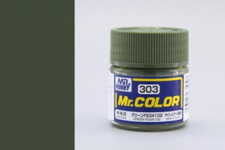 Barva akrylová Gunze č.303 : Pololesklá FS34102 zelená (Mr.Color FS34102 Green C303) 10 ml