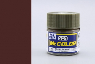 Barva akrylová Gunze č.304 : Pololesklá FS34087 olivová tmavá (Mr.Color FS34087 Olive Drab C304) 10 ml