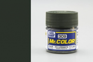 Barva akrylová Gunze č.309 : Pololesklá FS34079 zelená (Mr.Color FS34079 Green C309) 10 ml