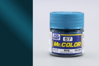 Barva akrylová Gunze č. 57 : Metalická kovově modrozelená (Mr. Color Metallic Blue Green C057) 10 ml