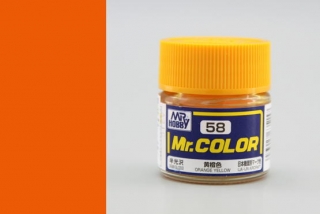 Barva akrylová Gunze č. 58 : Pololesklá oranžovo žlutá (Mr. Color - oranžovo žlutá C058) 10 ml