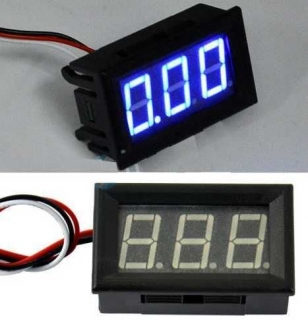 Voltmetr panelový LED modrý, 0-30 VDC, 3 vývody
